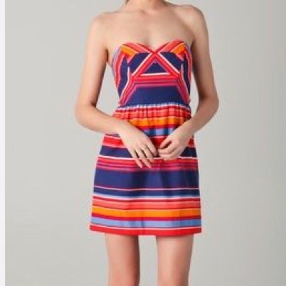 AnthropologiexShoshanna mini sweetheart Frankie striped fit and flare dress sz12